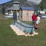 "Canoe "located along the Yukon River dike in downtown Dawson City.